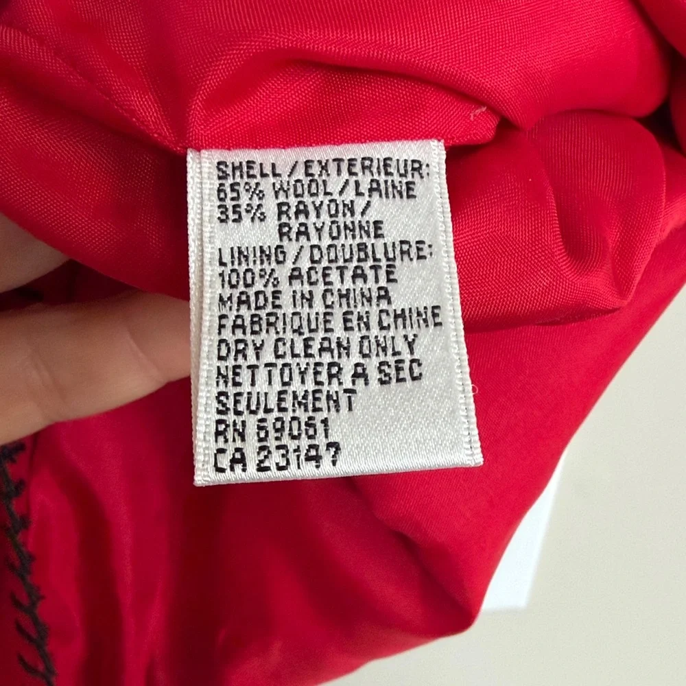 Talbots Red‎ Embroidered Folk Vest Wool